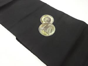 塩瀬手描き金銀彩丸文に魚・文字模様名古屋帯